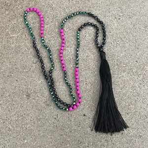 Long Beaded Tassel Necklace